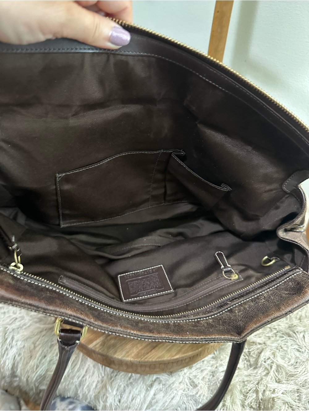 Coach Purse 11063 Brown Hampton Signature
Shoulder Tote Turnlock As Is Damaged - Picture 10 of 17